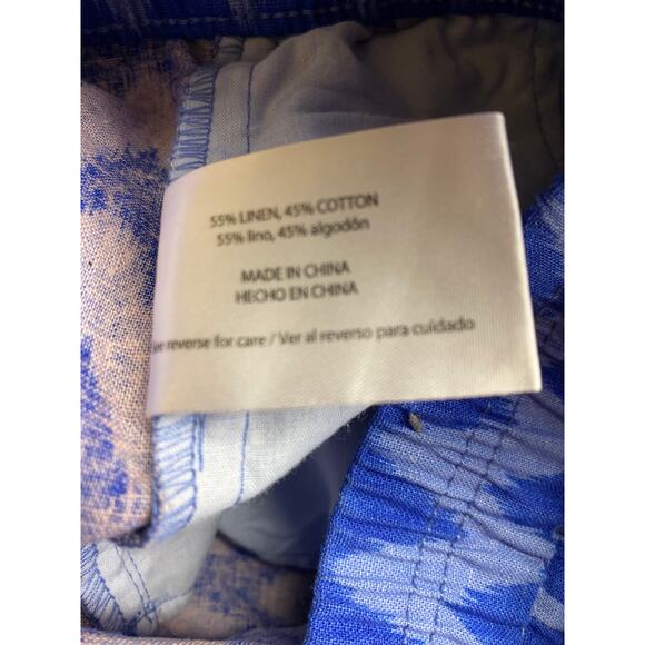 Brand New Threedots Women's Size Large Blue Chevron Print Linen Blend Shorts - Picture 5 of 5